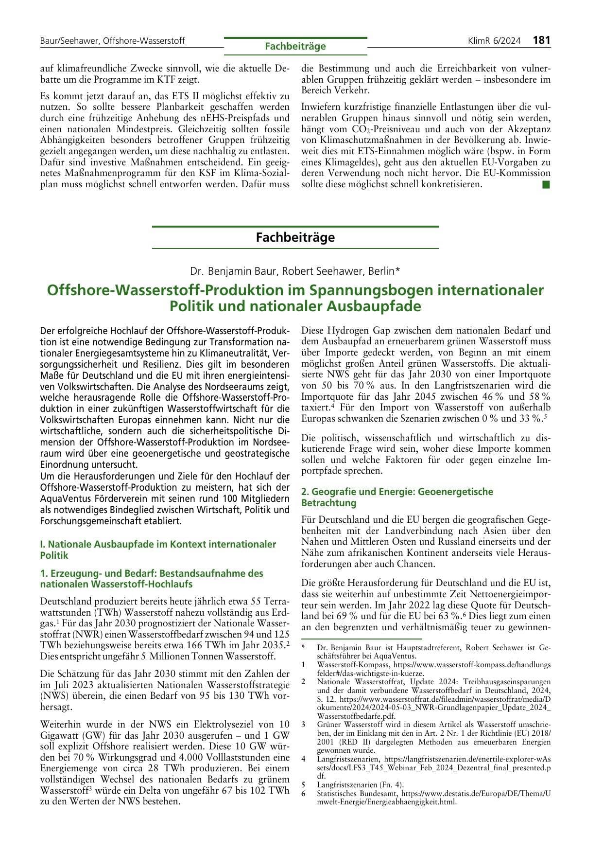 Offshore-Wasserstoff im Spannungsbogen internationaler Politik